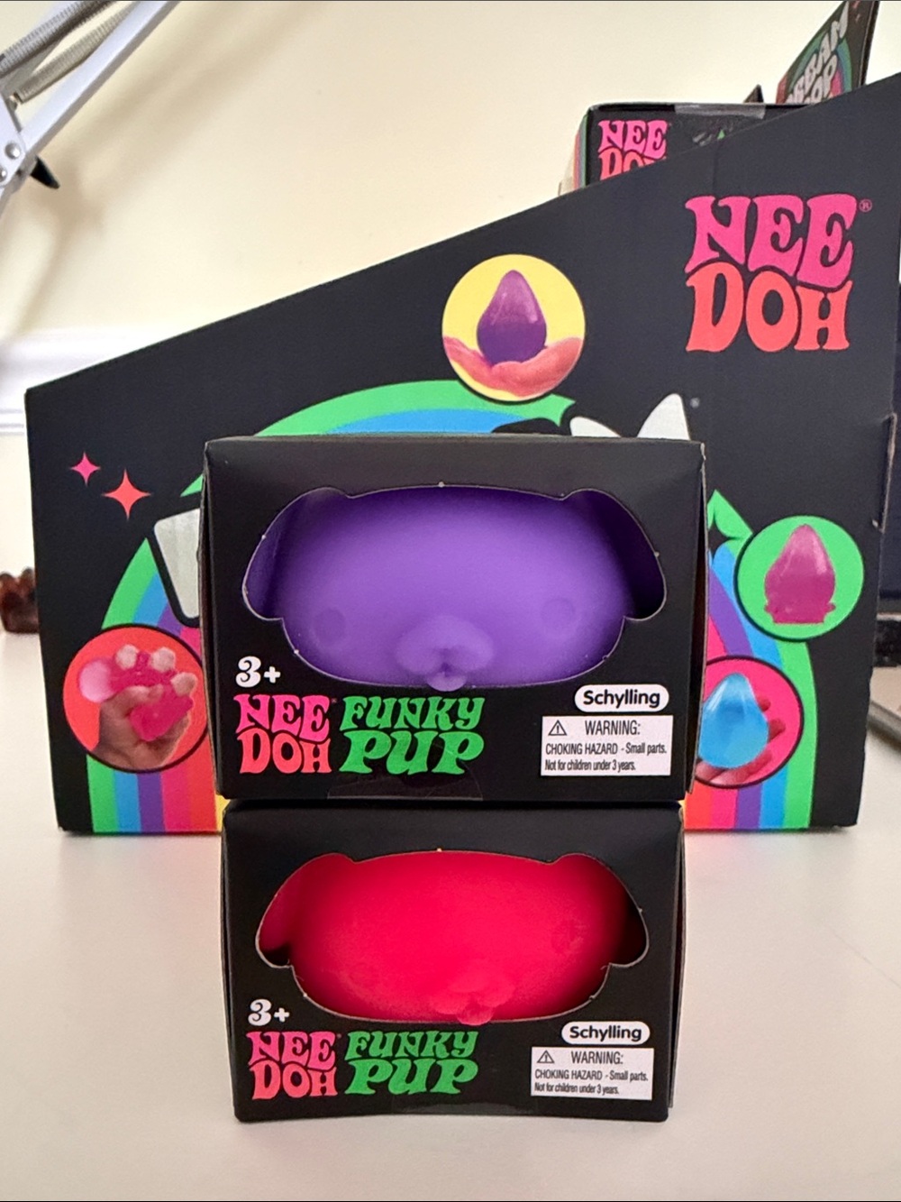NeeDoh Funky Pups Pink & Purple Bundle 🩷💜 | 2-Pack Squishy Dogs (w/ sticker)